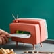 thumbnail image 1 of Porta pañuelos estilo televisor, diseño retro, multifunción, con ranura para teléfono, para el hogar y la oficina, color rosa, 1 of 2
