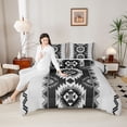 thumbnail image 4 of jejeloiu Vintage Geometric Rhombus Full Size Comforter Sets,Gray Black Bedding Sets For Men Women Reversible 3 Pieces, 4 of 8