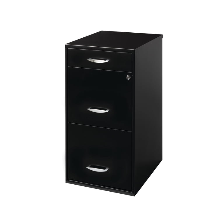 Space Solutions 3-Drawer File Cabinet with Pencil Drawer, Black photo 1