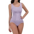 thumbnail image 3 of Waist Trainer Bodysuit for Women Abdomen Control Butt Lifting Compression Shapewear Breathable Underwear Breathable Shapewear with Wide Straps - High Waist Tummy Control Body Shaper Light Purple XXL, 3 of 10