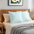 thumbnail image 6 of Pillow Covers 26x26 Set of 2, Thin Aqua Striped Throw Pillow Covers Decorative Couch Cushion Cover, Farmhouse Modern Stripes Microfiber Soft Square Pillowcases for Bedroom Living Room Sofa, 6 of 9