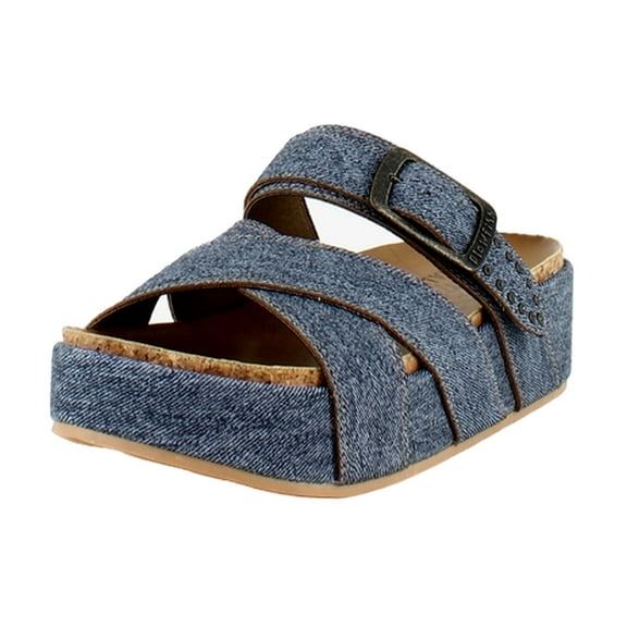 Blowfish Iris Women's Sandals Dark Denim Faux Leather Size 8 M