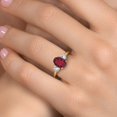 thumbnail image 4 of Gem Stone King 18K Yellow Gold Plated Silver Ruby Red Mystic Quartz and White Created Sapphire Engagement Ring for Women | 2.30 Cttw | Oval 9X7MM | Gemstone Birthstone | Size 8, 4 of 6