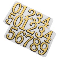 TABLZONE 2 Sets Self Adhesive House Numbers Golden Plastic Weather Resistant for Door