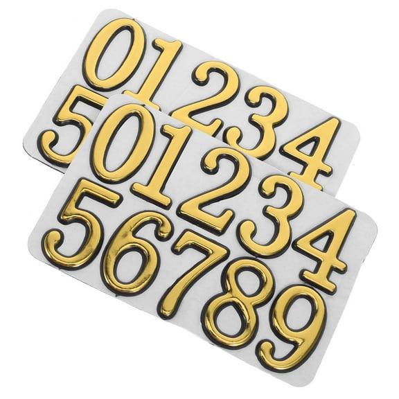 TABLZONE 2 Sets Self Adhesive House Numbers Golden Plastic Weather Resistant for Door