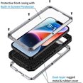 thumbnail image 2 of Phone 14 Pro Max Metal Case, Heavy Duty Shockproof, Rugged with Built-in Screen Protector, Full Body DustProof - Silver, 2 of 14