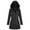 Black, variant on Women's Plus Size Hooded Coat Patchwork Zip Up Trench Jackets Winter Lapel Vintage Goth Parka Long Outerwear with Pockets