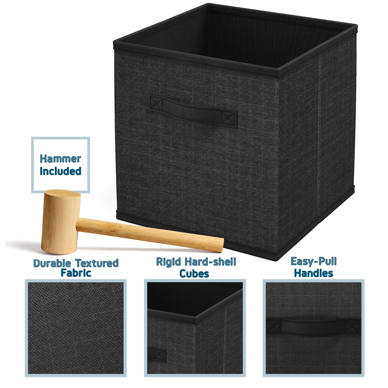 Clara Clark 12 PC Cube Storage Organizer for Bedroom - Box Storage Cuber Orgainzer - Storage Shelves Units for Living Room, Office, & Playroom - Black