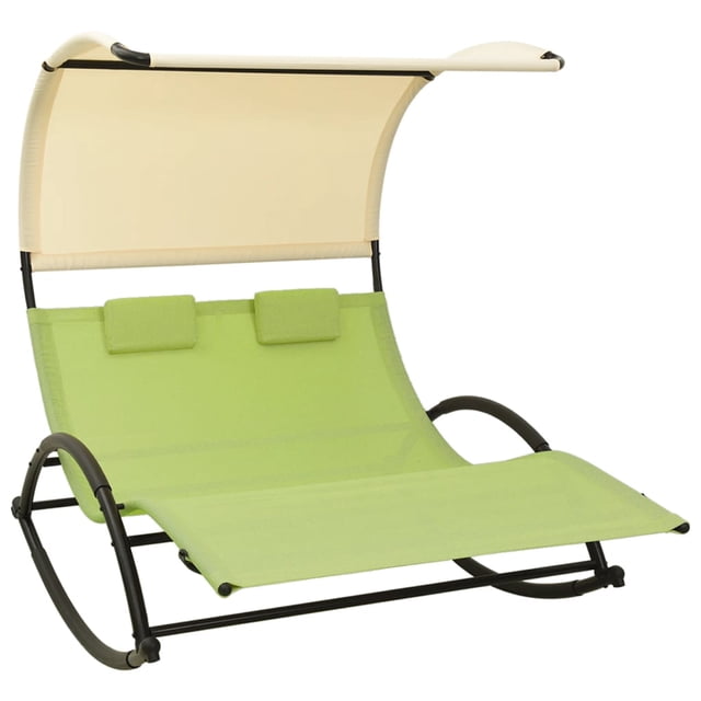 vidaXL Double Sunlounger Patio Lounge Chair with Canopy Outdoor Rocking Sunbed