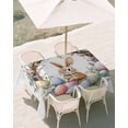 thumbnail image 3 of 60x84 Inch Outdoor Tablecloth with Umbrella Hole Zipper Rectangle Bunny Easter Rectangular Tablecloths Outside Waterproof Spring Floral Botanical Wreath Eggs Patio Table Cloth Cover for Picnic Party, 3 of 8