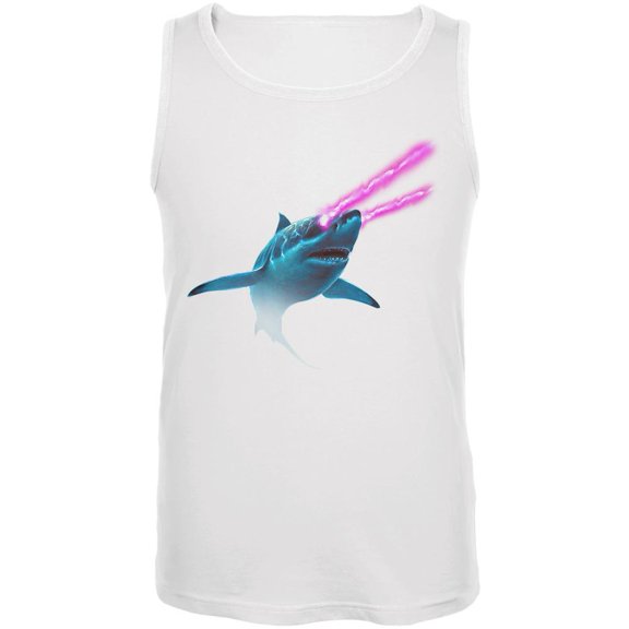 Galaxy Shark Great White Laser Beams Mens Tank Top White SM