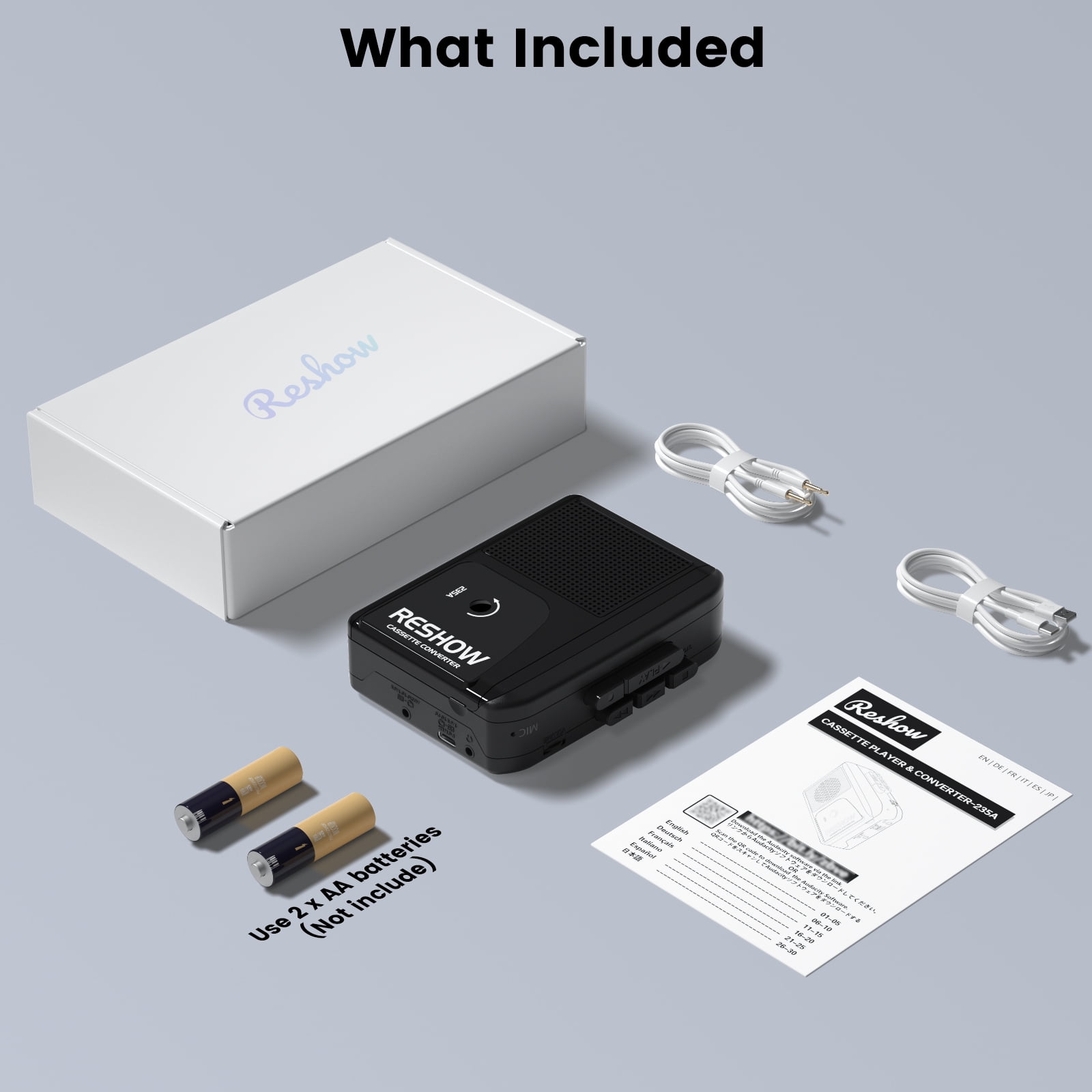 Reshow Lettore E Registratore Di Cassette Portatile – Riproduzione MP3, Microfono Integrato, Conversione USB-C Per PC - 2