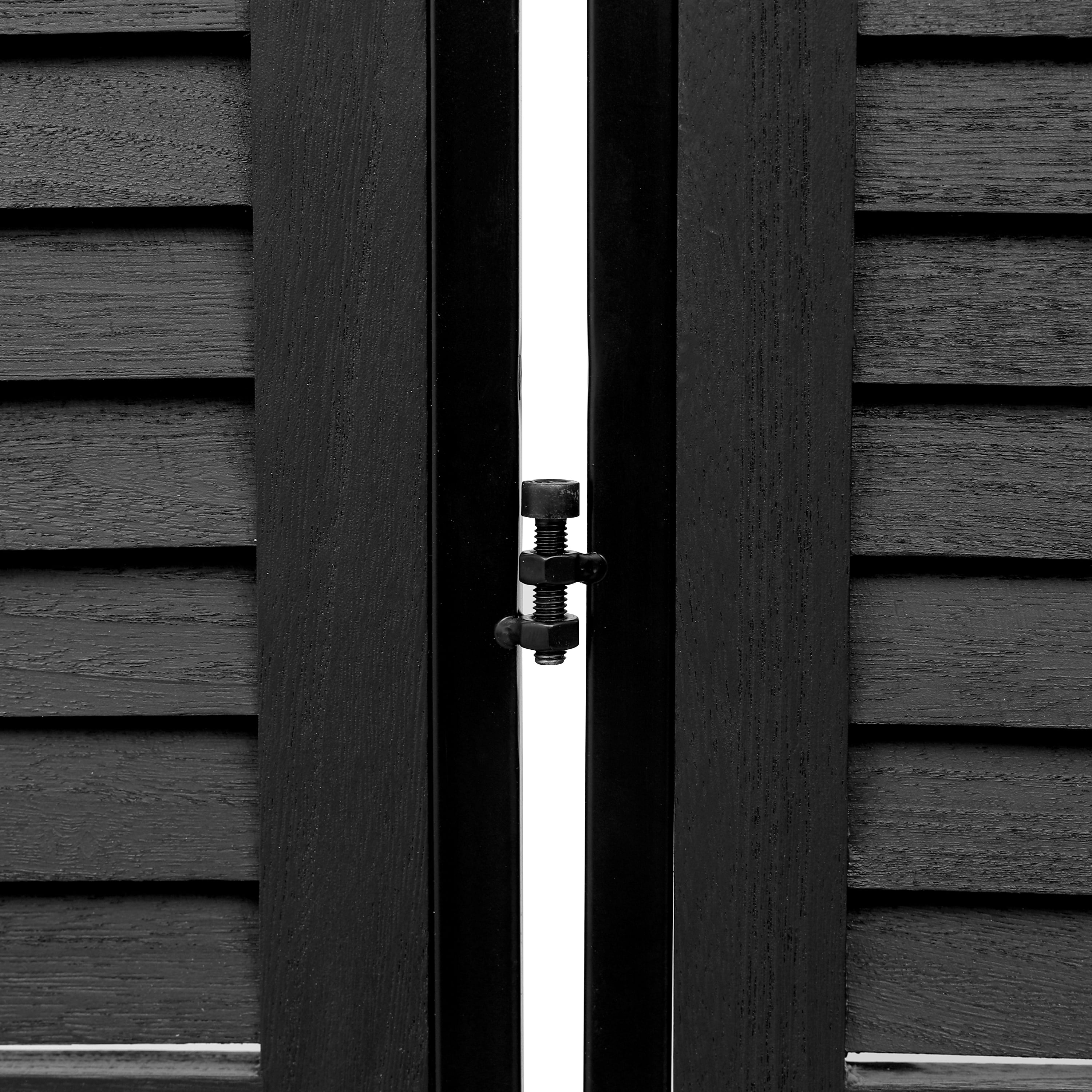 Royard Oaktree 3 Panels Room Divider with Shutter, 6 FT Wood Folding Privacy Screen, Freestanding Partition Wall Divider Screen for Home, Office, Bedroom, Living Room Separation (Black-Style 1)