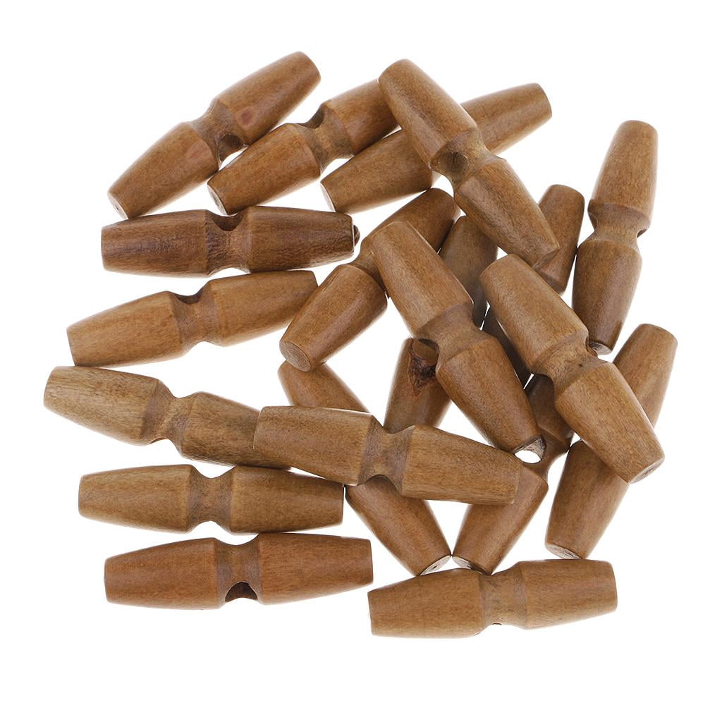 BLESIYA 4-6pack 20Pcs Wood Sewing Toggle Buttons Cloth Accessories Single Holes 5 Pcs