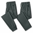 thumbnail image 5 of Mens Stretch Active Pants Stylish Casual Drawstring Pants Outdoor Comfy Lightweight Travel Hiking Work Pants with Zipper Pockets Light Gray 4XL, 5 of 5