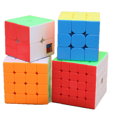 4Pcs Speed Sticker Smooth Magic Rubik Cube, 6 color Puzzles Educational Special Toys Brain Teaser Gift Box 4 in 1 Set (2x2 3x3 4x4 5x5) ,Stickerless Develop Brain And Logic Thinking Ability Best