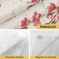 thumbnail image 4 of Spring Flowers No Hooks Shower Curtain with Snap-in Liner Watercolor Gradient Falling Pink Floral Butterfly Linen Texture Shower Curtains for Bathroom, Waterproof, Easy Install, Washable 72"x72", 4 of 9