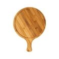 thumbnail image 2 of JingChun Organic Bamboo Cutting Board 1 Piece,Round pizza board for Kitchen Pizza Peel Paddle and Cutting Board with Handle,for Baking Pizza Bread Cutting Fruit Vegetables Cheese, 2 of 6