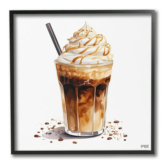 Stupell Industries Coffee Dessert Drink Food & Beverage Painting Black Framed Art Print Wall Art, 12 x 12