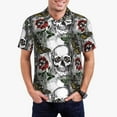 thumbnail image 2 of Balery Skulls Roses Printed Men’s Short Sleeve Polo Shirt, Midweight Men's Shirt,Golf Polo shirts -4X-Large, 2 of 8