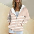 thumbnail image 2 of Charmgo Hoodies for Women, Women Fashion Autumn and Winter Warm Striped Jacket with Pocket Casual Long Sleeve Hooded Jacket Ladies Hooded Sweatshirt Zip Up Hoodie, Fall Clothes for Women 2024 Beige L, 2 of 5