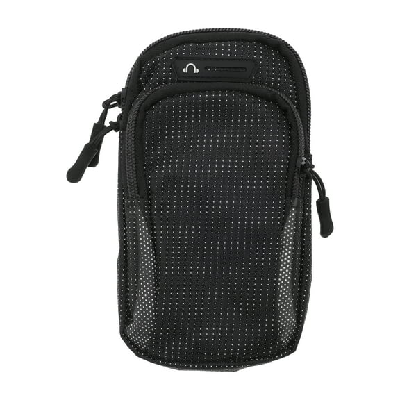 Unique Bargains 1 Pc Classic Phone Holder Arm Bands with Zipper for Hiking Gym Black Neoprene