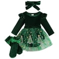 thumbnail image 5 of YWIYIUD Toddler Baby Girl Christmas Sets InfantRuffle Long Sleeve Layered Tutu Romper Dress with Socks Headband Holiday Party Princess Dresses Fall Winter Clothes My First Christmas Outfit 6-9 Months, 5 of 9
