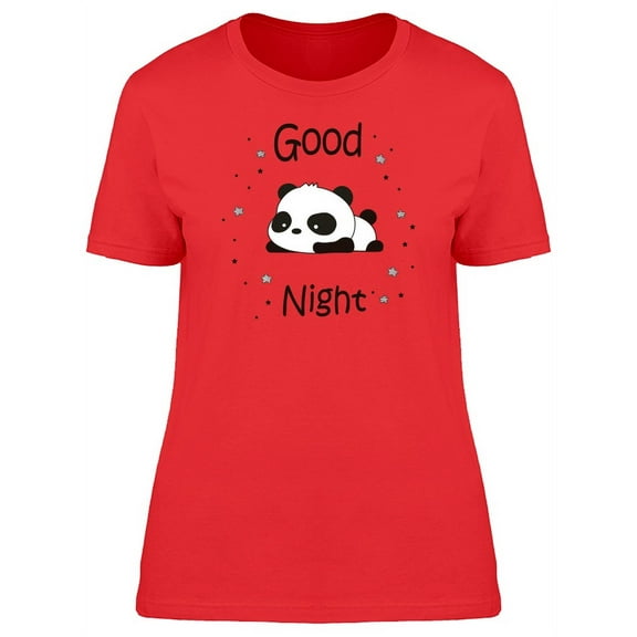 Smartprints Womens Graphic Tee - Good Night Lovely Panda Doodle - Regular Fit 100% Cotton