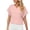 Pink, variant on Odeerbi Summer 2025 Casual Elegant Tops for Women Fashion Short Sleeve Retro Blouse Round Neck Easter Shirts Solid Color Loose T-shirt Black