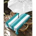 thumbnail image 3 of Outdoor Tablecloth with Umbrella Hole, Aqua Teal White Striped Spillproof Waterproof Outdoor Table Cover, Farmhouse Stripes Patio Tablecloths for Party Picnic Camping, Rectangle 60"x102", 3 of 9