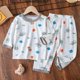 thumbnail image 4 of Cotton Kids Clothes Three Quart Sleeve Home  Sleepwear Children's Clothing Boy Girl Autumn Winter Tops Pants Suits Children Sets, 4 of 6