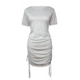 thumbnail image 7 of Einccm Women's Mini Dress Ruched Bodycon Short Sleeve Crewneck with Adjustable Side Drawstring for Casual Summer Daily Wear Work Travel and Versatile Styling, 7 of 7