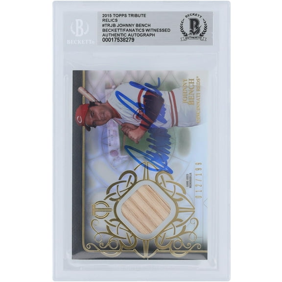 Johnny Bench Cincinnati Reds Autographed 2015 Topps Tribute Bat Relic #TR-KB #/199 Beckett Fanatics Witnessed Authenticated Card - Fanatics Authentic Certified
