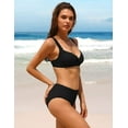 thumbnail image 3 of Attraco Women Twist High Waisted Bikini Swimwear Two Piece Ruched Tummy Control Swimsuit, 3 of 6
