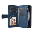 thumbnail image 2 of Dteck Wallet Case for Samsung Galaxy S25 Plus, Vintage Premium PU Leather Cover Flip Case with 9 Card Slots Magnetic Closure Zipper Pocket Kickstand Handbag with Hand Strap, Blue, 2 of 6