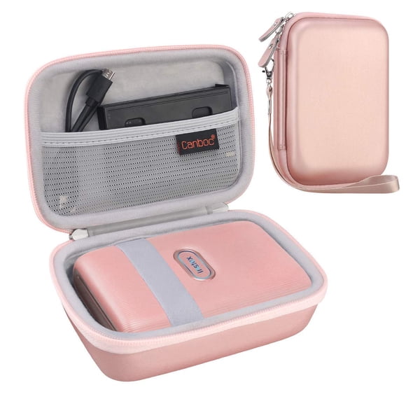 Étui Rigide Canboc pour Fujifilm Instax Mini Link 2/ Instax Mini Link Imprimante pour Téléphone Intelligent, Instax Share SP-2 Imprimante Mobile, Sac en Maille Adapté au Film Instantané Instax Mini, Câble, Or Rose