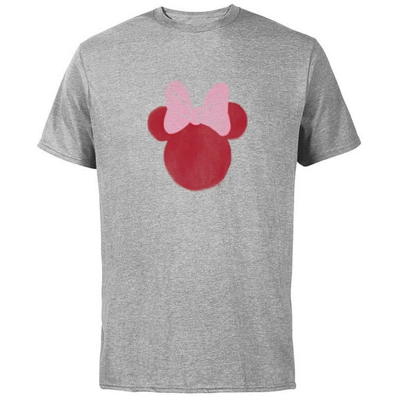 Disney Minnie Mouse Head Ears Bow Distressed Retro Vintage - Short Sleeve Cotton T-Shirt for Adults - Customized-Athletic Heather