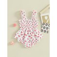thumbnail image 3 of Musuos Baby Girl Summer Romper Dress 3M 6M 9M 12M Sleeveless Square Neck Frill Trim Cherry Print Shirred Tank Top Jumpsuit Dress Infant Clothes, 3 of 10
