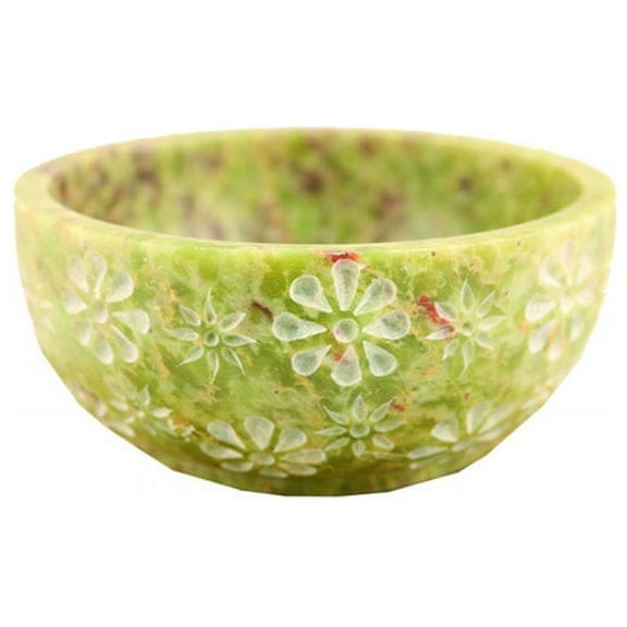 Floral Soap Hand Carved Stone Smudge Bowl | 4" inch | For Smudging Herbs Palo Santo Sage | Ritual Altar Spell Bowl