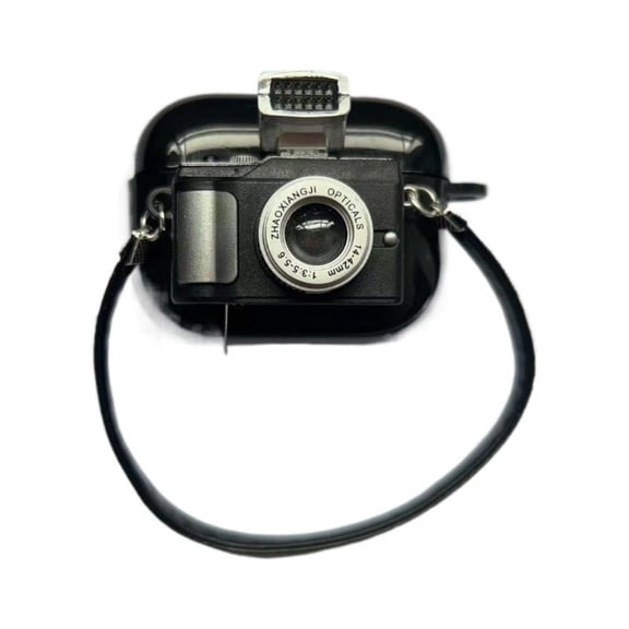 XFY 3D Retro Camera Earbud Case Hard Cover with Hand Strap for Airpods 1 2,Pro 2,Pro 3,Airpods 4