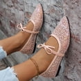 thumbnail image 5 of Miluxas Ballet Flats for Women Mary Jane Shoes with Strap Lace up Bow Flat Shoes Comfortable Dress Shoes for Women Dressy Work office Wedding Daily Ballerina Shoes Pink 9.5(43), 5 of 9