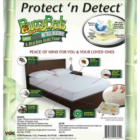 BuggyBeds Bamboo Charcoal infused Mattress Encasement and Bug Detector Combo, King