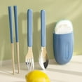 thumbnail image 1 of COM1950s Ensemble de Couverts Portables en Acier Inoxydable avec Baguettes et Cuillère, Kit de Trois Pièces dans une Boîte de Rangement Hygiénique pour Voyage, Bureau et Usage Quotidien pour Adultes, 1 of 9