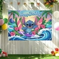 thumbnail image 6 of Stitch's "Happy Birthday" tropical beach-themed durable polyester fabric is perfect for entry, garden or classroom celebrations, and beach-themed decorations, 6 of 8
