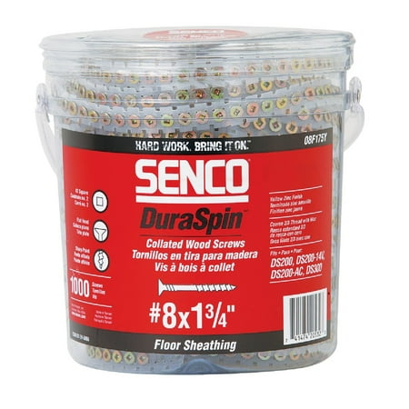 

1PK Senco DuraSpin #8 x 1-3/4 In. Square Recess Flat Collated Wood Screws Yellow Zinc Finish (1000 Ct.)
