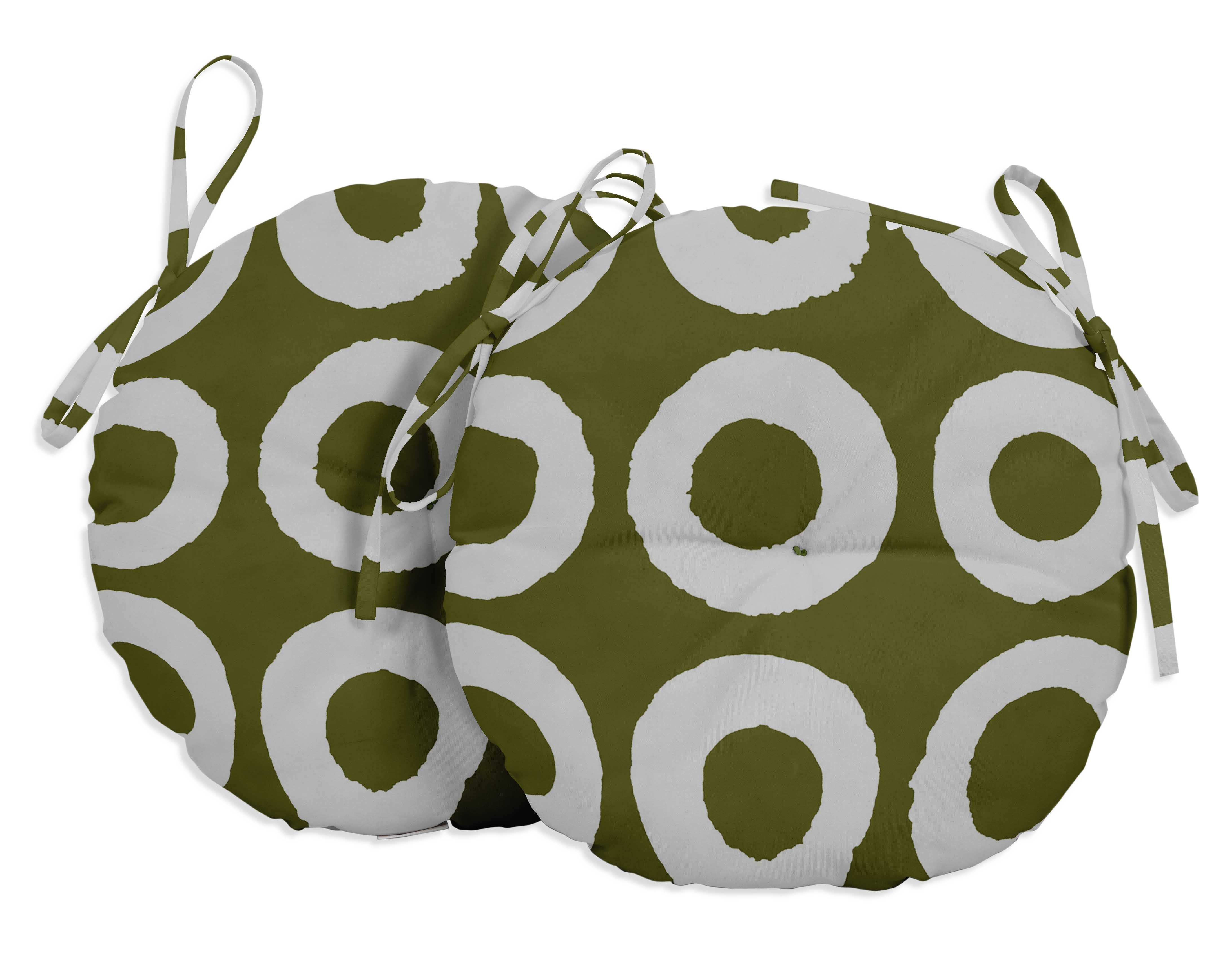 Vargottam Indoor/Outdoor Round Bistro Chair Cushions Block Print 15