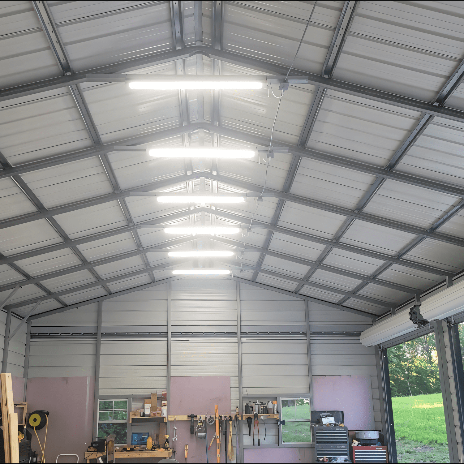 8 Pack Linkable LED Shop Light with Reflector for Garage, 4FT 40W Utility Light Fixture, 4000lm, 5000K Daylight LED Workbench Light with Power Cord, ETL