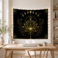 thumbnail image 5 of Floral Garden Lotus with Flower Linework Arched Sequence, Mystical Fantasy for Space Lovers, Galaxy Room Decor, Mother'S Day Gift, Tapestry Wall Hanging for Bedroom and Dorm, 5 of 7