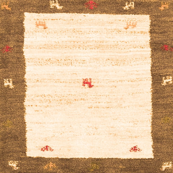 Ahgly Company Indoor Square Abstract Orange Contemporary Area Rugs, 3' Square