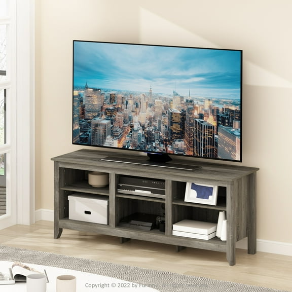 Furinno Jensen TV Entertainment Center for TV up to 65 Inch, French Oak Grey